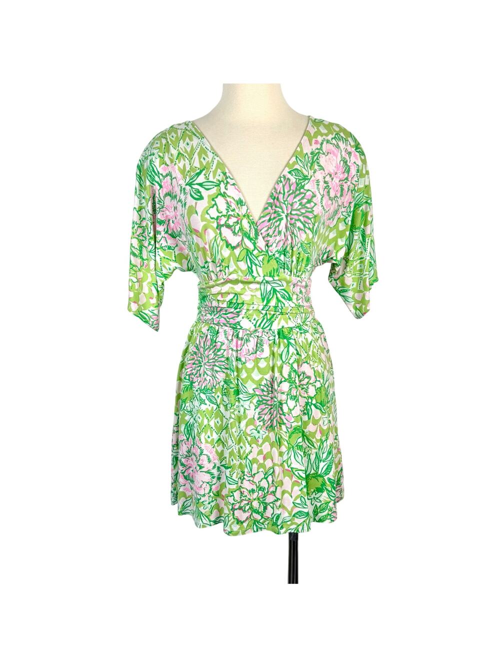 Lilly Pulitzer Parigi Skirted Romper Mini Dress XS Fauna Green Lime Feeling Good